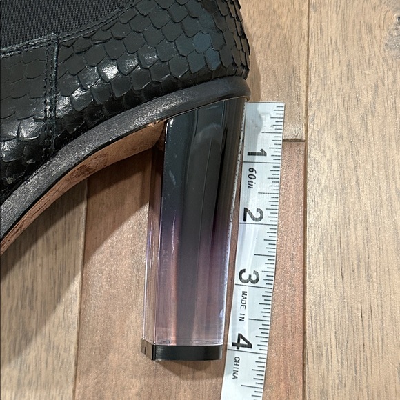 AGL Black laser Textured Heeled Boots with Transparent Heel - Picture 11 of 11